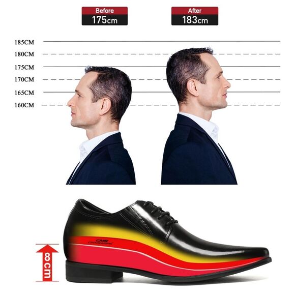 US9 CHAMARIPA Elevator Shoes men Black Oxford Shoes height increase 8cm/3.15” main image 7